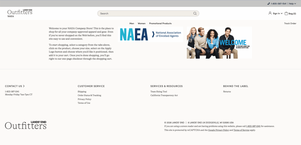 NAEA Lands End Outfitter Graphic - Member Page